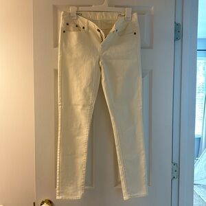 J Crew Toothpick Off White Ankle Jeans